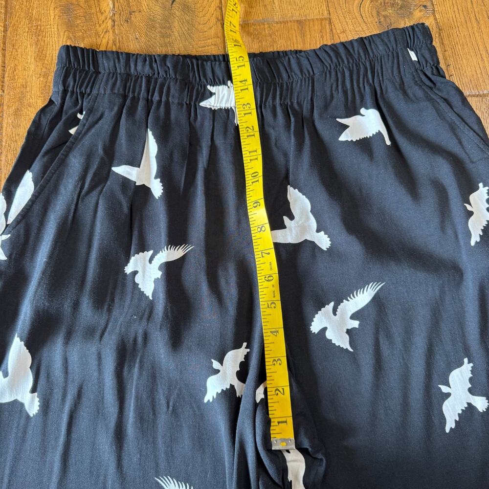 Grace Elements Soft Flowy Pants Womens Large Pull-On Stretch Black White Doves - Picture 4 of 6